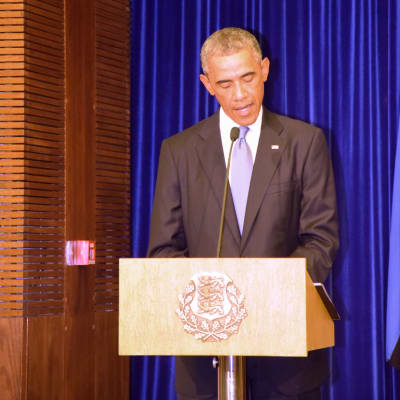 Barack Obama under presskonferensen.