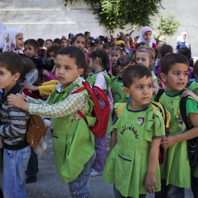 Skolbarn i Aleppo i Syrien