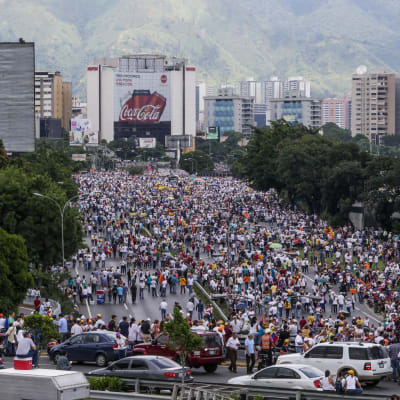 Centrum av Caracas då demonstranterna börjdade samlas på onsdagen 26.10.2016