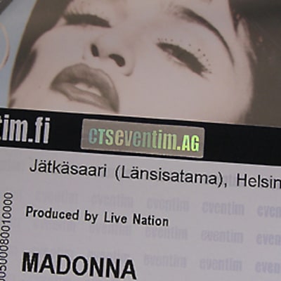 Kuvassa konserttilippu.