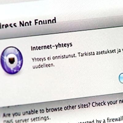 Kuva "Internet-yhteys ei onnistunut" -ilmoituksesta tietokoneen ruudulla.