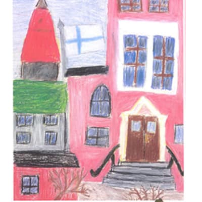 Lapsen piirtämä kuva Johanneksen koulusta