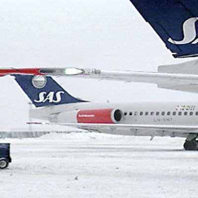 SAS:n lentokoneita Kööpenhaminan lentokentällä.