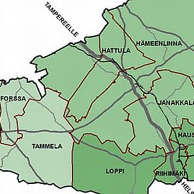 Kanta-Hämeen kuntakartta