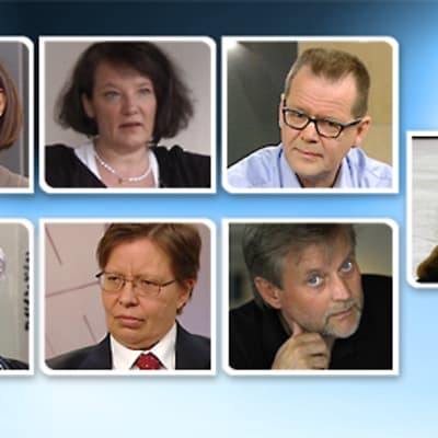 Kuvassa ylärivissä Kristina Carlson, Monika Fagerholm, Kari Hotakainen ja Sanna Karlström. Alarivissä Maarit Verronen, Gerry Birgit Ilvesheimo sekä Juha Siro.