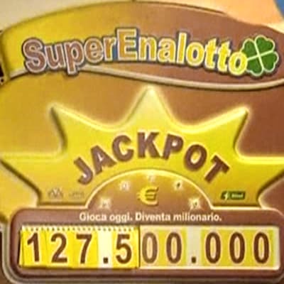 Italian ennätysmäinen lottopotti kasvoi 12.8.2009 jo 127,5 miljoonaan euroon.