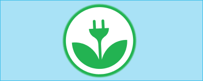 EKOenergian vihreä logo sinisellä pohjalla.