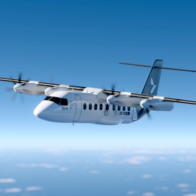 En 3d-illustration på ett elflygplan.