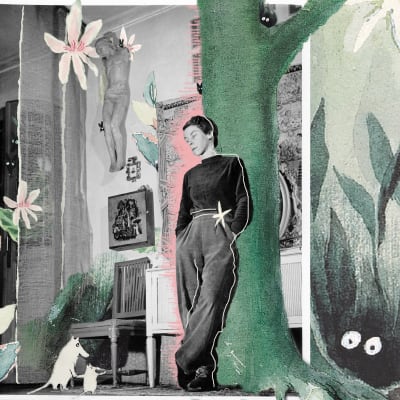 Collage med Tove Jansson och bokens pärm.