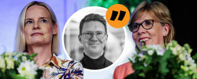 Bildmontage. Partiordförandena Riikka Purra (Sannf) och Anna-Maja Henriksson (SFP) samt en bild på redaktör Magnus Swanljung.