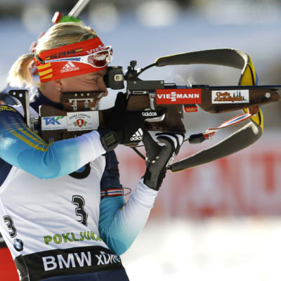 Valj Semerenko vid skjutvallen i Pokljuka 2014.