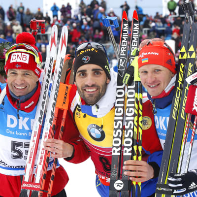 Ole Einar Björndalen, Martin Fourcade och Serhij Semenov, VM 2016.