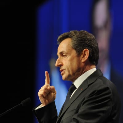 Nicolas Sarkozy vid ett partimöte i Bordeaux 03.03.12