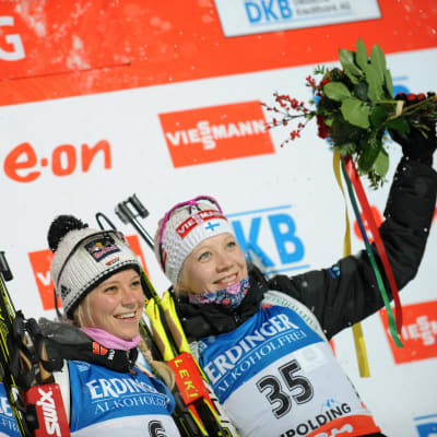 Mirjam Gössner och Kaisa Mäkäräinen är goda vänner.