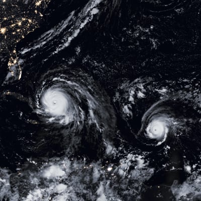 Orkanerna Katia (vänster), Irma (mitten) och Jose.