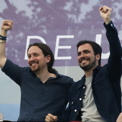 Dynamisk duo på vänsterkanten, Pablo Iglesias (till vänster) och Alberto Garzon.