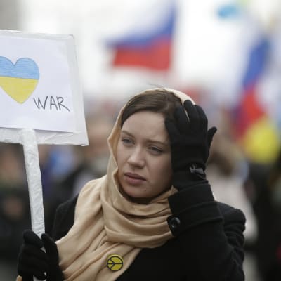 Demonstration i Moskva mot krig på krim