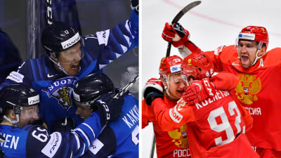 Finländska och ryska spelare i ishockey-VM 2019.