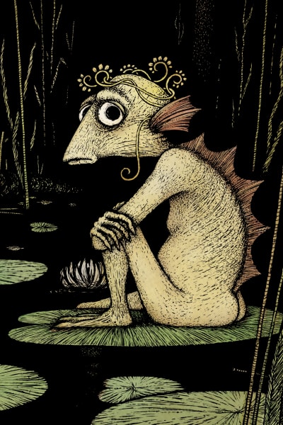 Illustration ur Lena Frölander-Ulfs barnbok "Jag, Fidel och skogen".