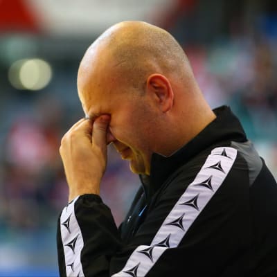 Österrikes tränare Patrekur Jóhannesson är väldigt besviken.
