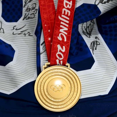 Guldmedalj från vinter-OS i Peking 2022.