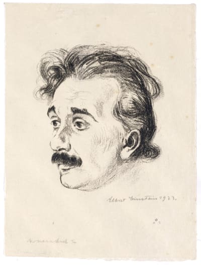 Etsning föreställande Albert Einstein.