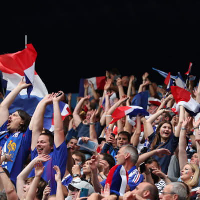 Franska fans under dam-VM 2019.