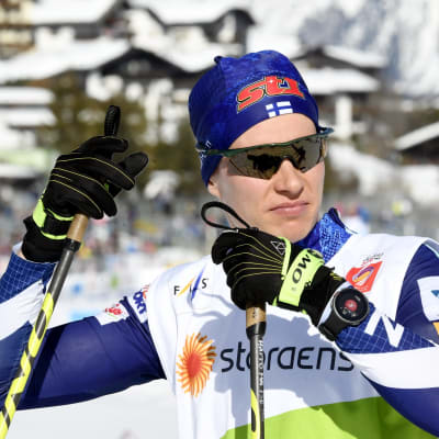 Matti Heikkinen i skid-VM i Seefeld.