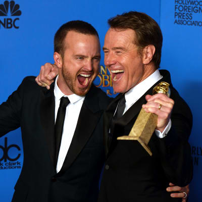 Aaron Paul ja Bryan Cranston pokkasivat Golden Globe -palkinnot 2014.