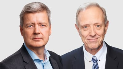 Yles vd Lauri Kivinen och Yles styrelseordförande Thomas Wilhelmsson.
