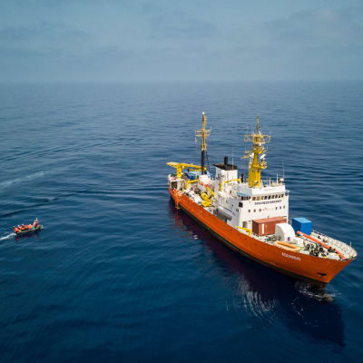 Räddningsfatyget Aquarius på Medelhavet. 