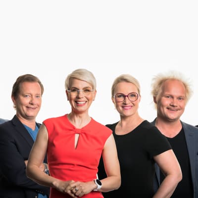 Uutisvuodon uusi kokoonpano: Katja Ståhl, Petteri Ahomaa, Baba Lybeck, Laura Ruohola, Jani Halme ja Anna Perho.