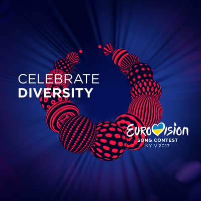 Eurovisionens logotyp är ett halsband i rött och svart