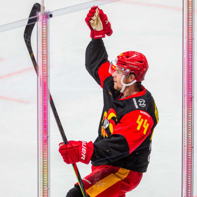Mikko Lehtonen firar ett mål.