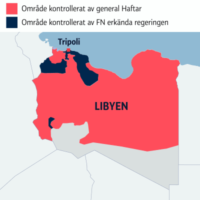 Karta över inbördeskriget i Libyen