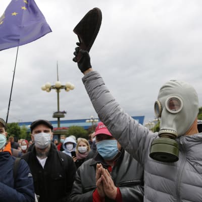 Demonstration i Minsk mot president Aleksandr Lukasjenko.
