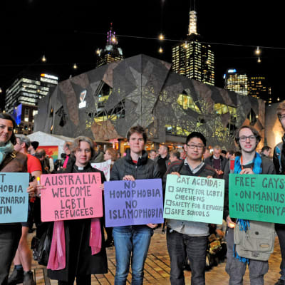 Stöddemonstration för tjetjenska homosexuella i Melbourne.