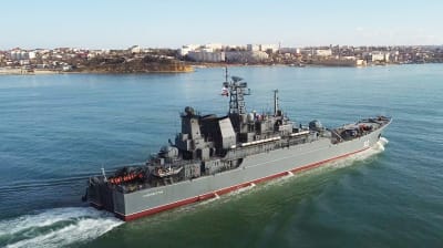 Ett ryskt örlogsfartyg utanför Krim.