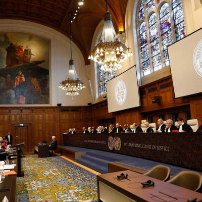 Internationella domstolen i Haag 6.3.2017 då domstolsprocessen mellan Ukraina och Ryssland inleddes.