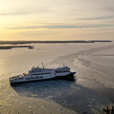 Fartyget Aurora Botnia på väg mot Umeå genom isen.