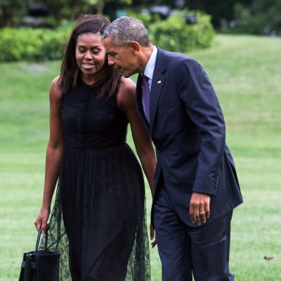 Michelle och Barack Obama utanför Vita huset i september 2016.