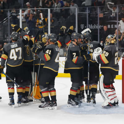 Vegas Golden Knights firar seger tillsammans,