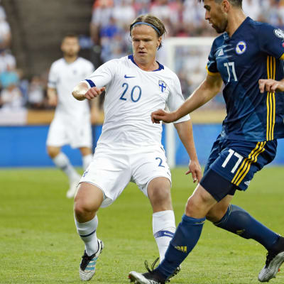 Petteri Forsell fick spela EM-kval i juni mot Bosnien-Hercegovina.