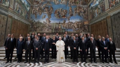 Påven Franciskus tillsammans med EU:s statsledare