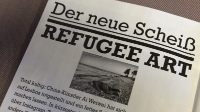 Den satiriska tyska tidningen Titanic skämtar om flyktingkonst