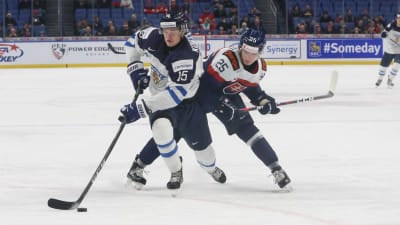 Joona Koppinen i JVM-matchen mot Slovakien.