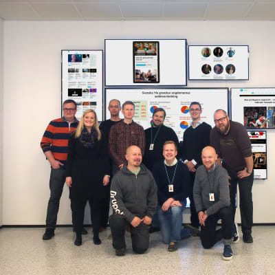 Utvecklingsteamet: Mikael Skog, Cecilia Wikman, Mattias Erkkilä, Ilkka Veteläsuo, Alexander Granholm, Rasmus Werling, Micke Hindsberg, och i nedre raden Kristoffer Söderlund, Mårten Seiplax och Joakim Calais