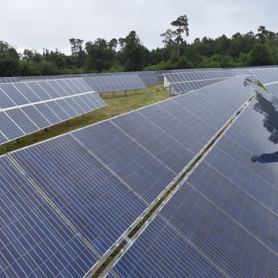 Del av Tysklands största solenergipark i Eggenstein/Leopoldhafen