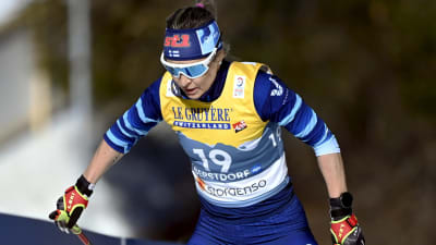 Riitta-Liisa Roponen åker i VM i Oberstdorf 2021.