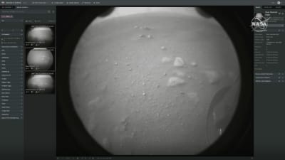 En av de första bilderna av Mars yta som Perverence skickade till jorden.